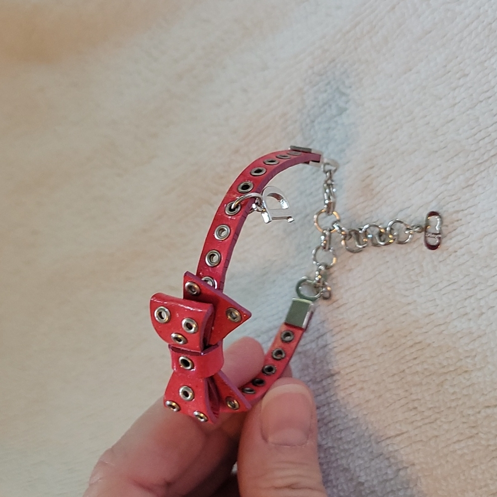 Christian Dior pink patent bow bracelet